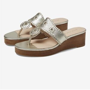 Jack Rogers Stacked Mid Wedge Platinum Platforms